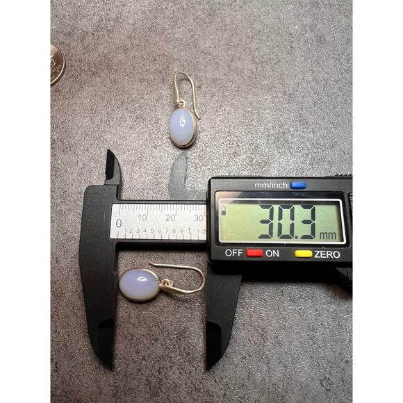 NEW Blue chalcedony sterling silver drop earrings 4.85 grams - Picture 6 of 9